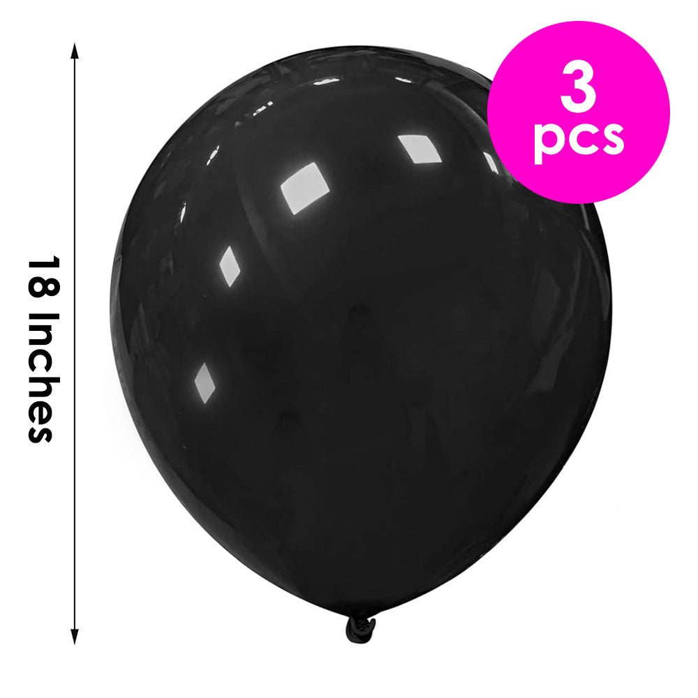 3 Pcs. 18" Bright Balloons - Black (24 Packs)