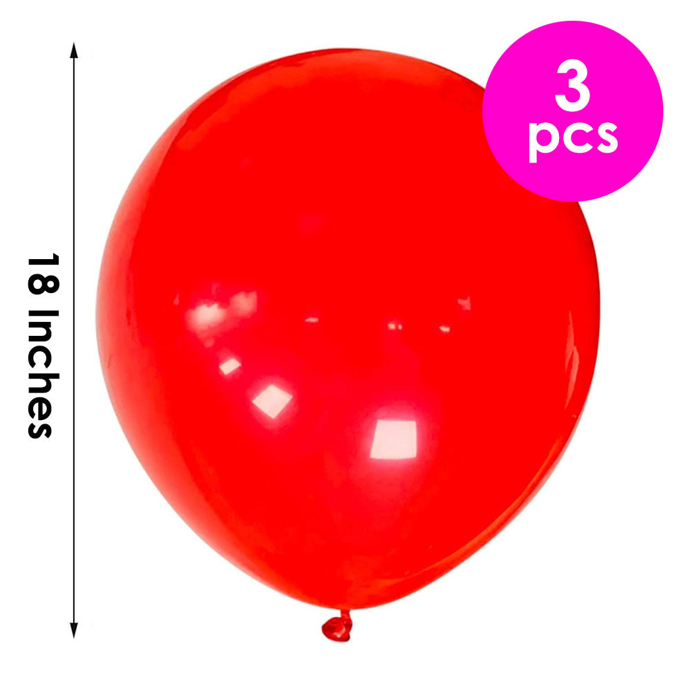 3 Pcs. 18" Bright Balloons - Red (24 Packs)