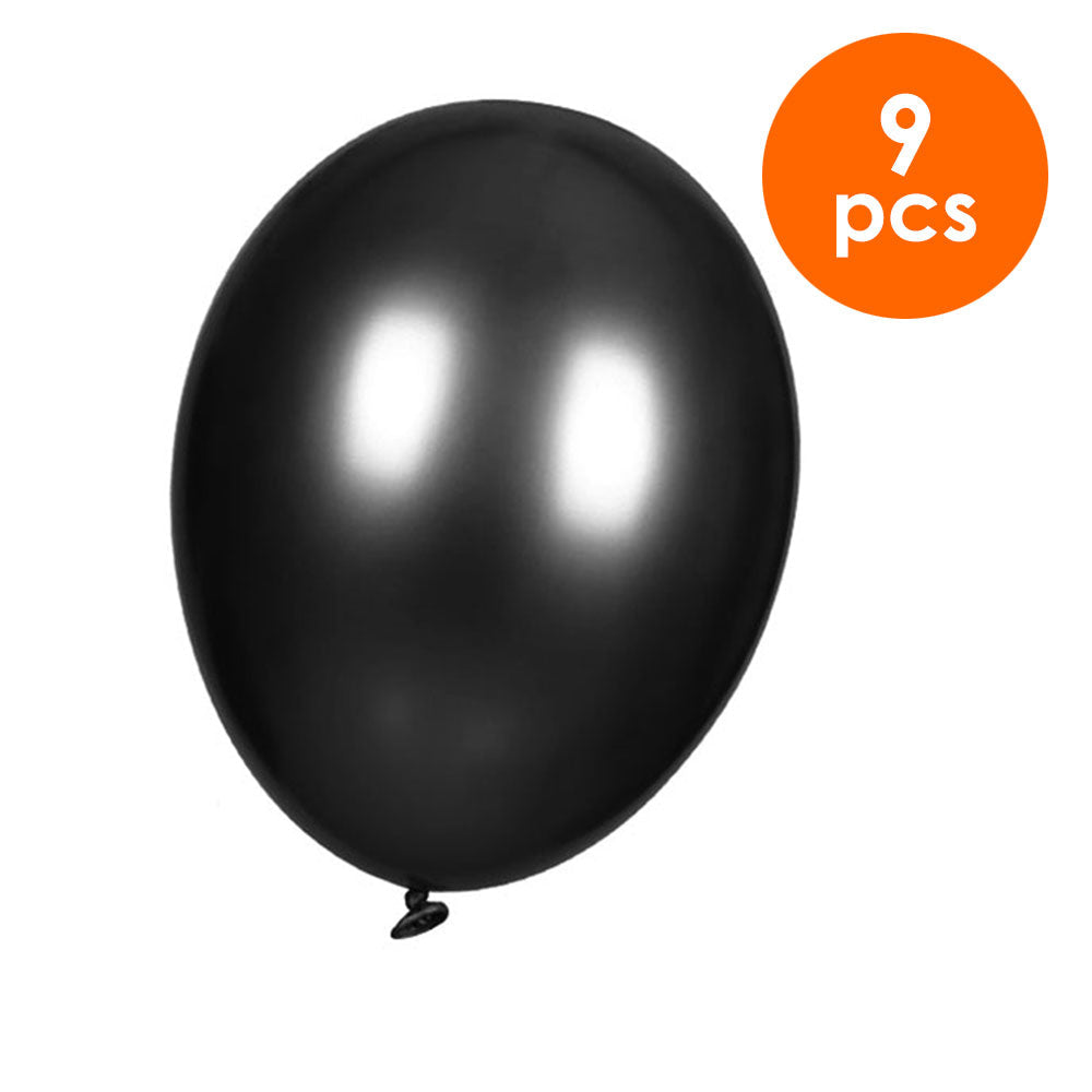 9 Pcs. 10" Metallic Balloons - Black (24 Packs)