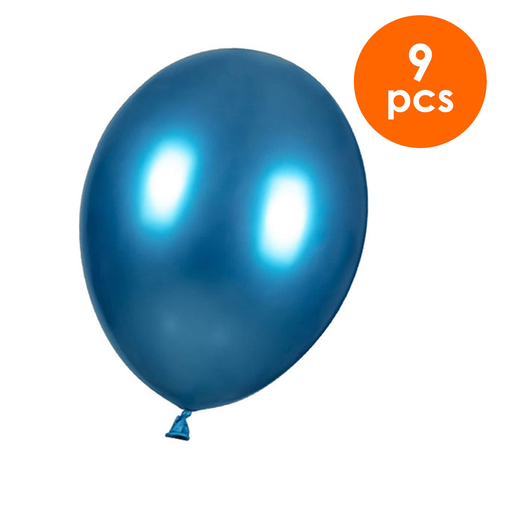 9 Pcs. 10" Metallic Balloons - Blue (24 Packs)