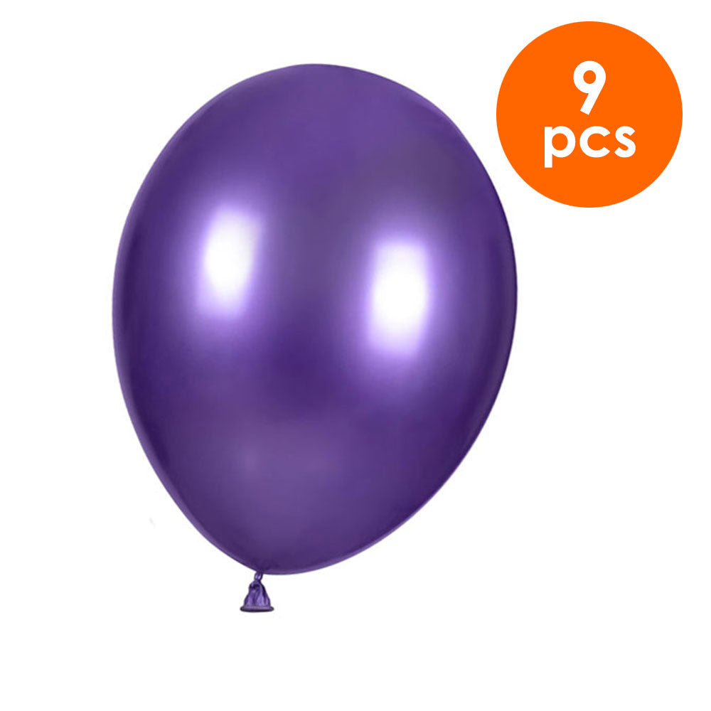 9 Pcs. 10" Metallic Balloons - Purple (24 Packs)