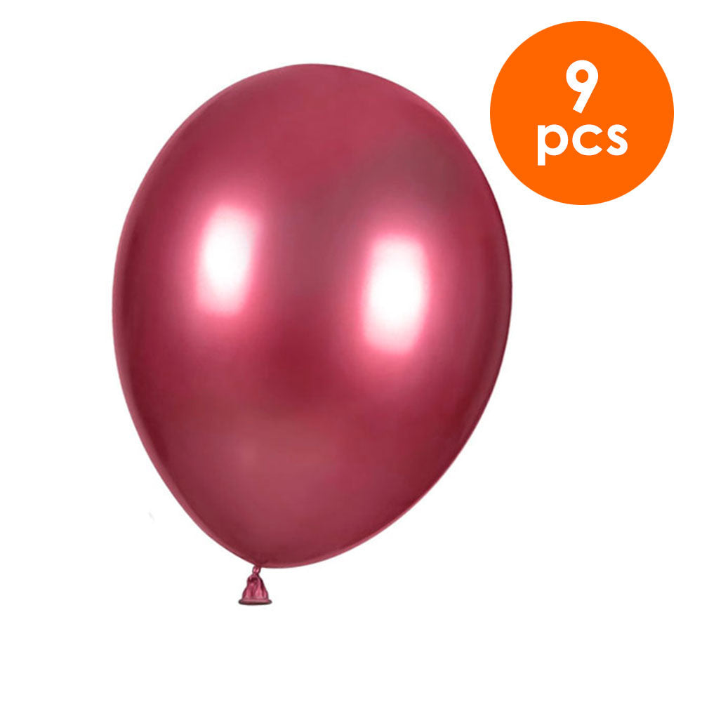 9 Pcs. 10" Metallic Balloons - Red (24 Packs)