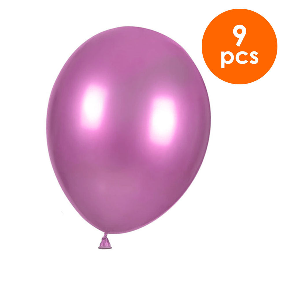 9 Pcs. 10" Metallic Balloons - Pink (24 Packs)