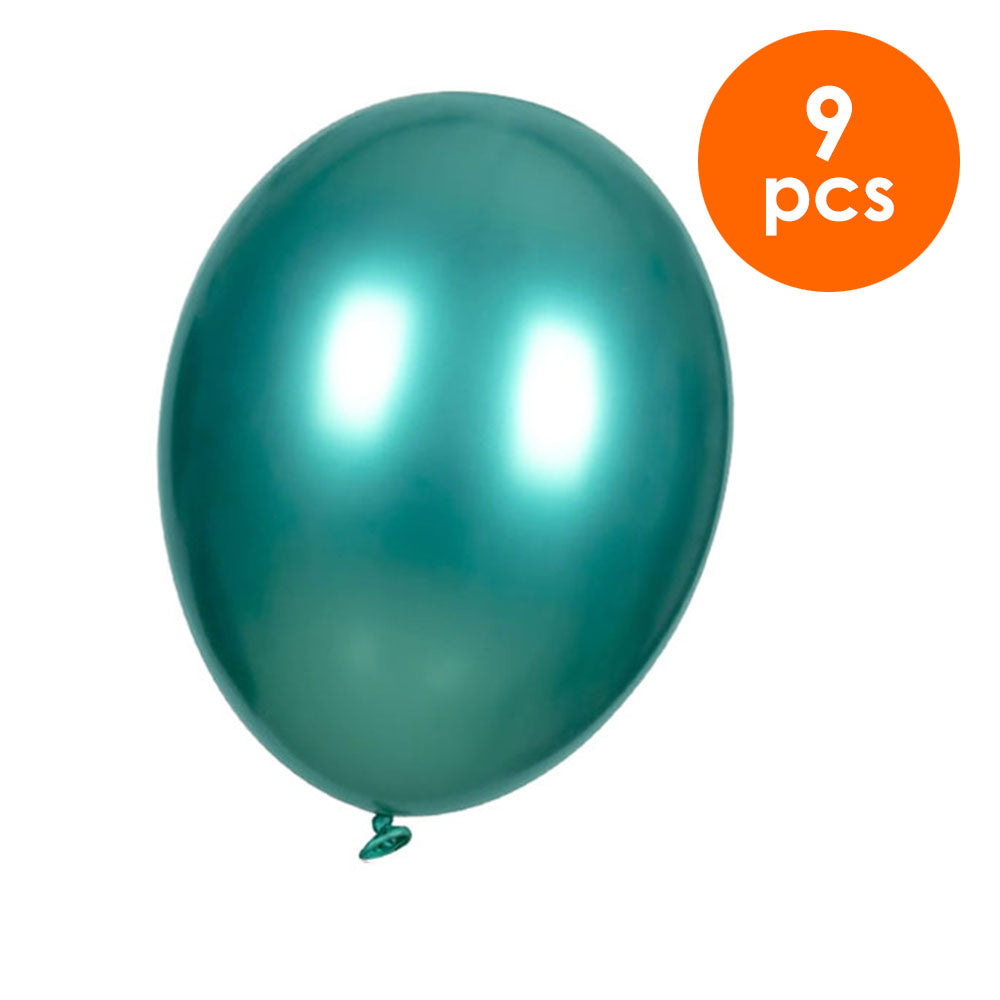9 Pcs. 10" Metallic Balloons - Green (24 Packs)