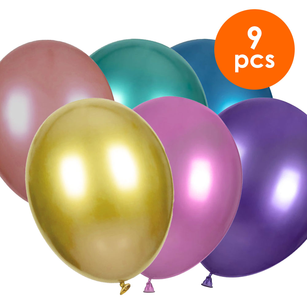 9 Pcs. 10" Metallic Balloons - Assorted (24 Packs)