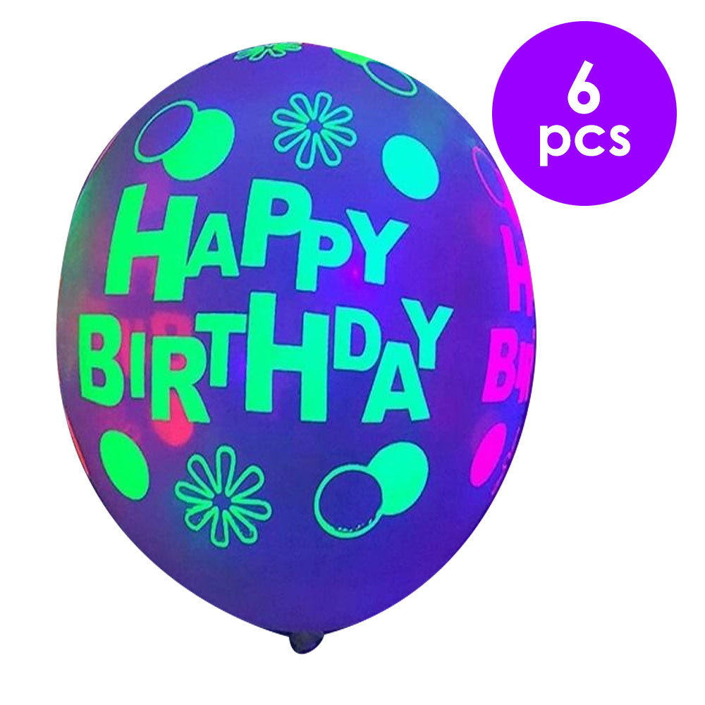 6 Pcs. 12" Blacklight Gid Bday Balloons (24 Packs)
