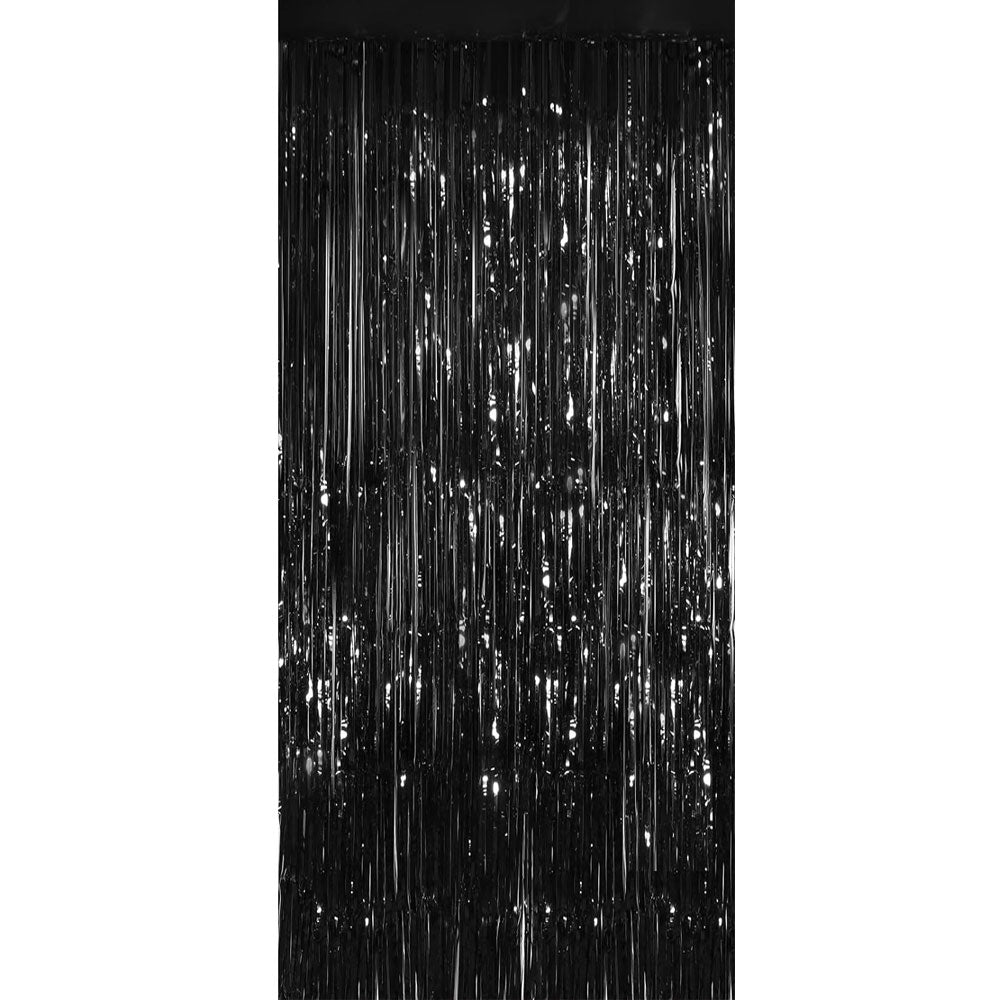 1x2m Foil Fringe Curtain - Black (24 Packs)