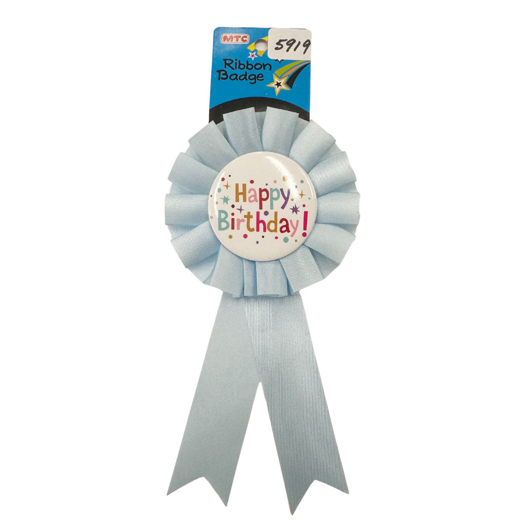 Birthday Ribbon Badge - Pastel Blue (24 Packs)