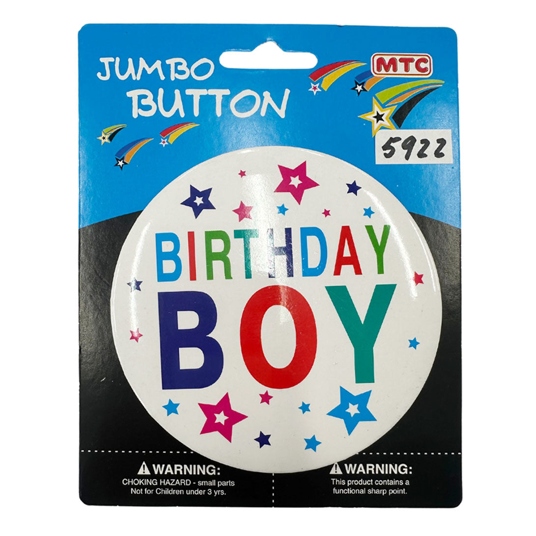 4" Birthday Boy Star Jumbo Button (24 Packs)