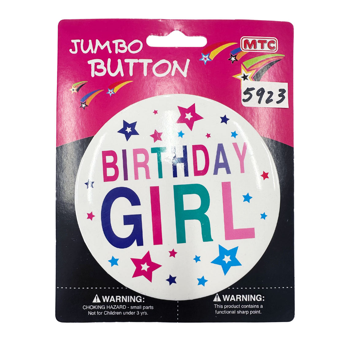 4" Birthday Girl Star Jumbo Button (24 Packs)