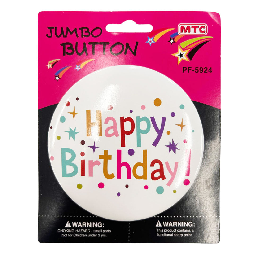4" Birthday Jumbo Button - Pastel (24 Packs)