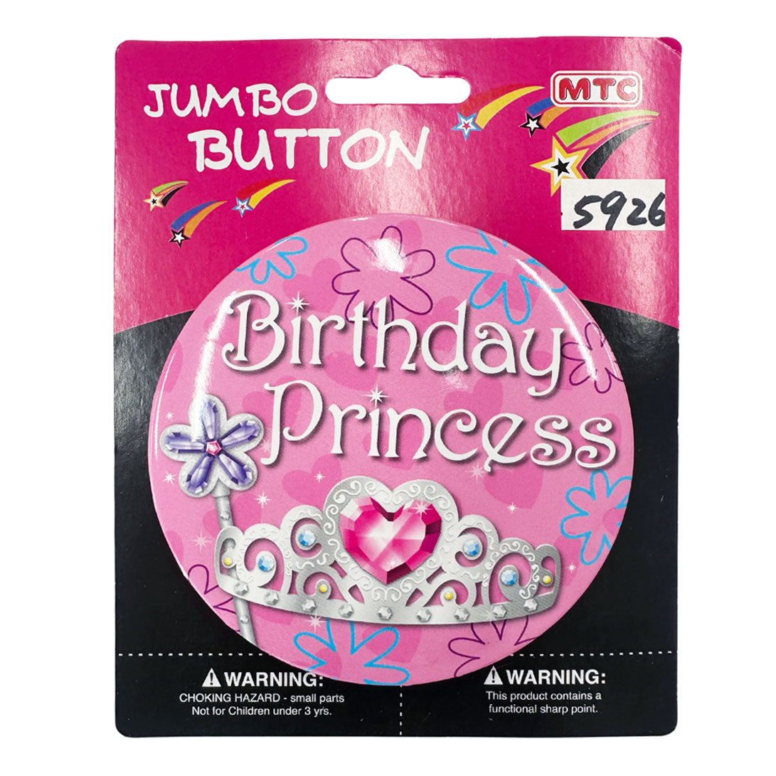 4" Birthday Princess Jumbo Button (24 Packs)