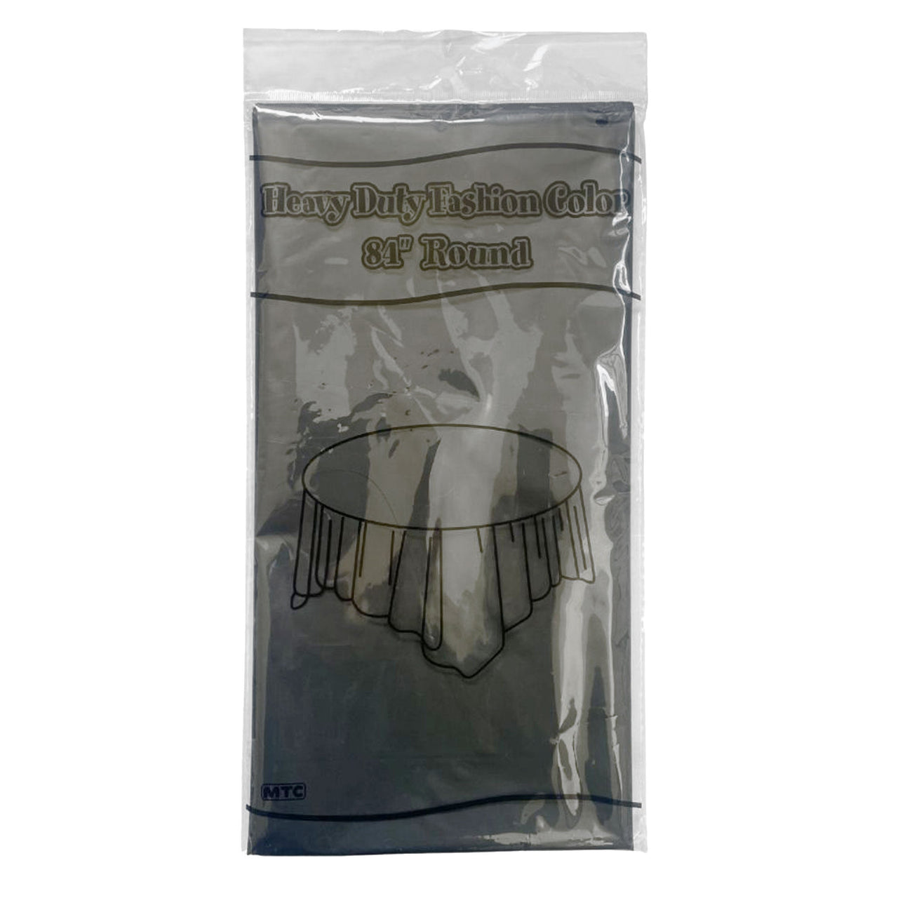 84" Round Plastic Tablecover - Black (24 Packs)