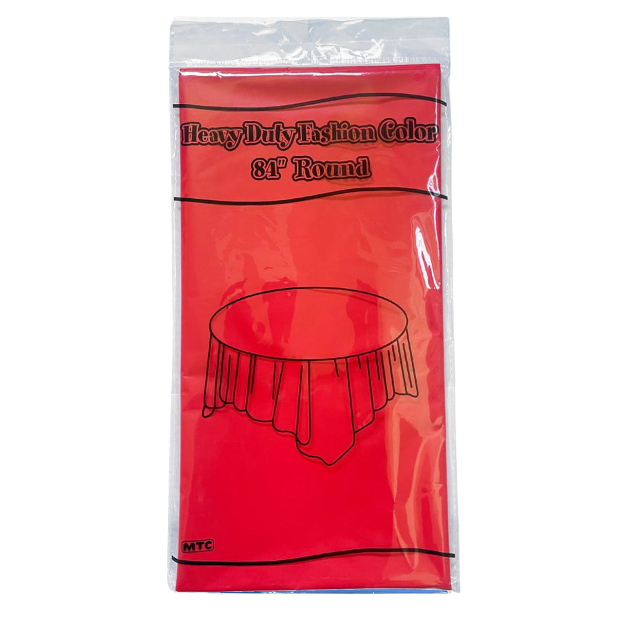84" Round Plastic Tablecover - Red (24 Packs)