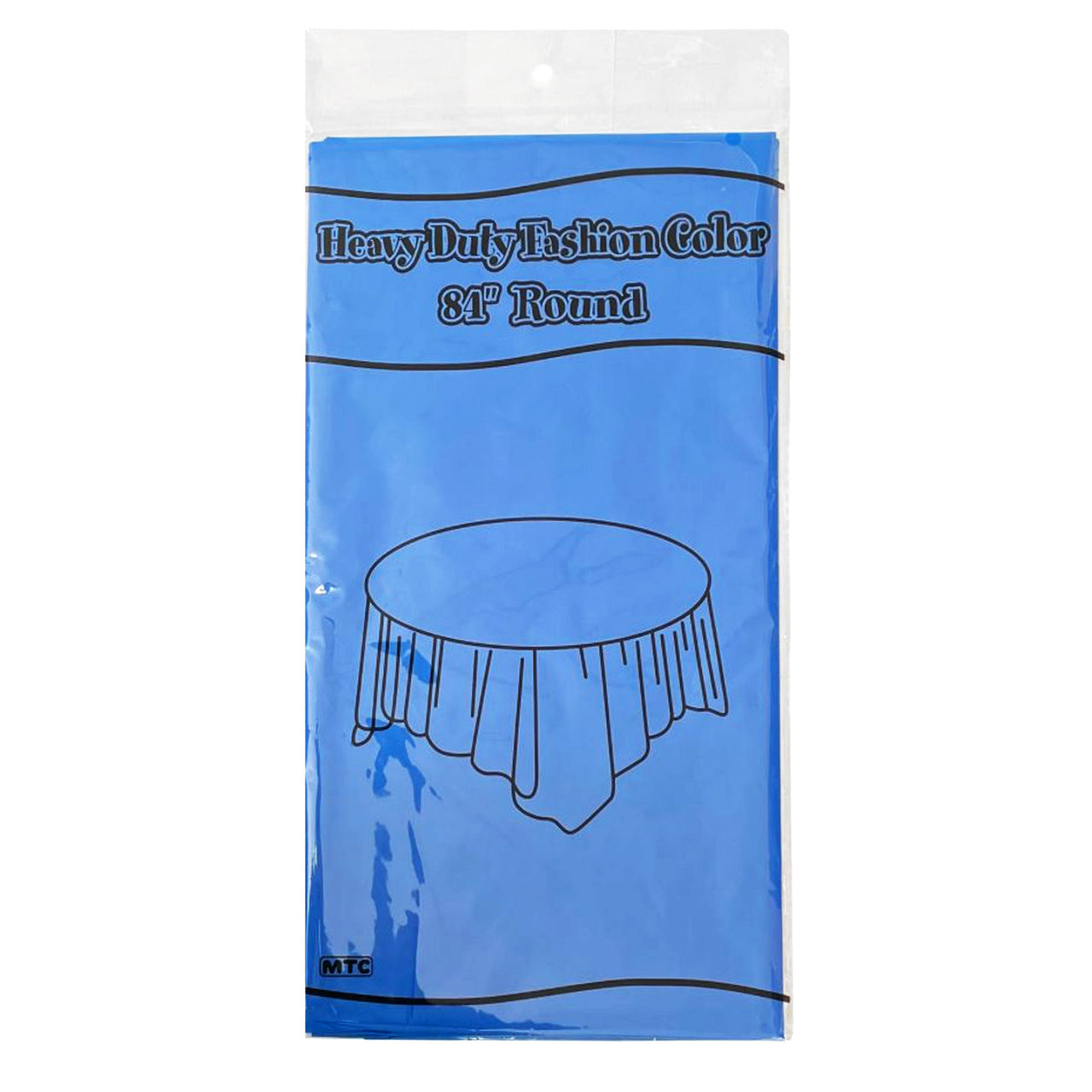 84" Round Plastic Tablecover - Blue (24 Packs)