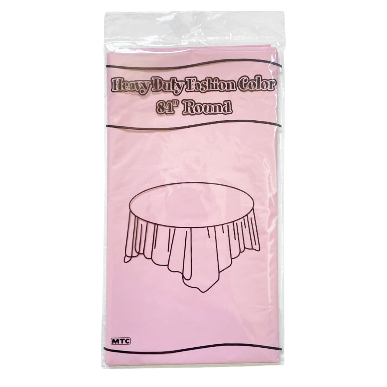 84" Round Plastic Tablecover - Pink (24 Packs)