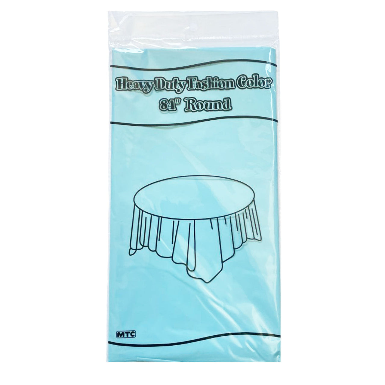 84" Round Plastic Tablecover - Light Blue (24 Packs)