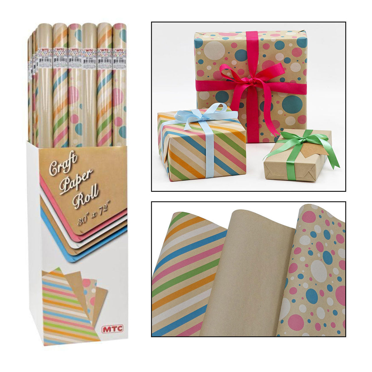 30"x72" Craft Wrapping Paper  (Assorted) (72 Rolls)
