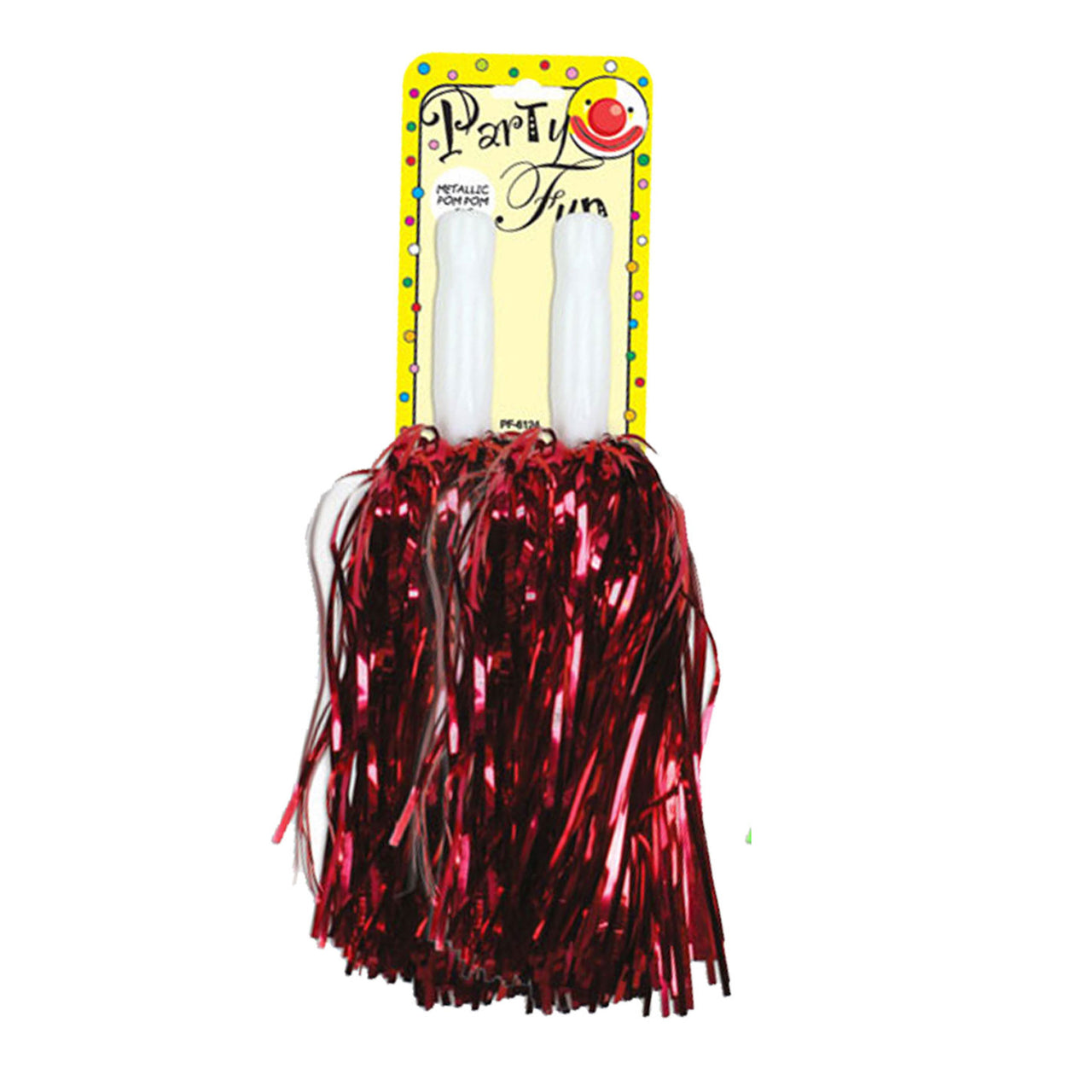 2 Pcs. 8" Metallic Pom Pom Set  - Red (24 Packs)