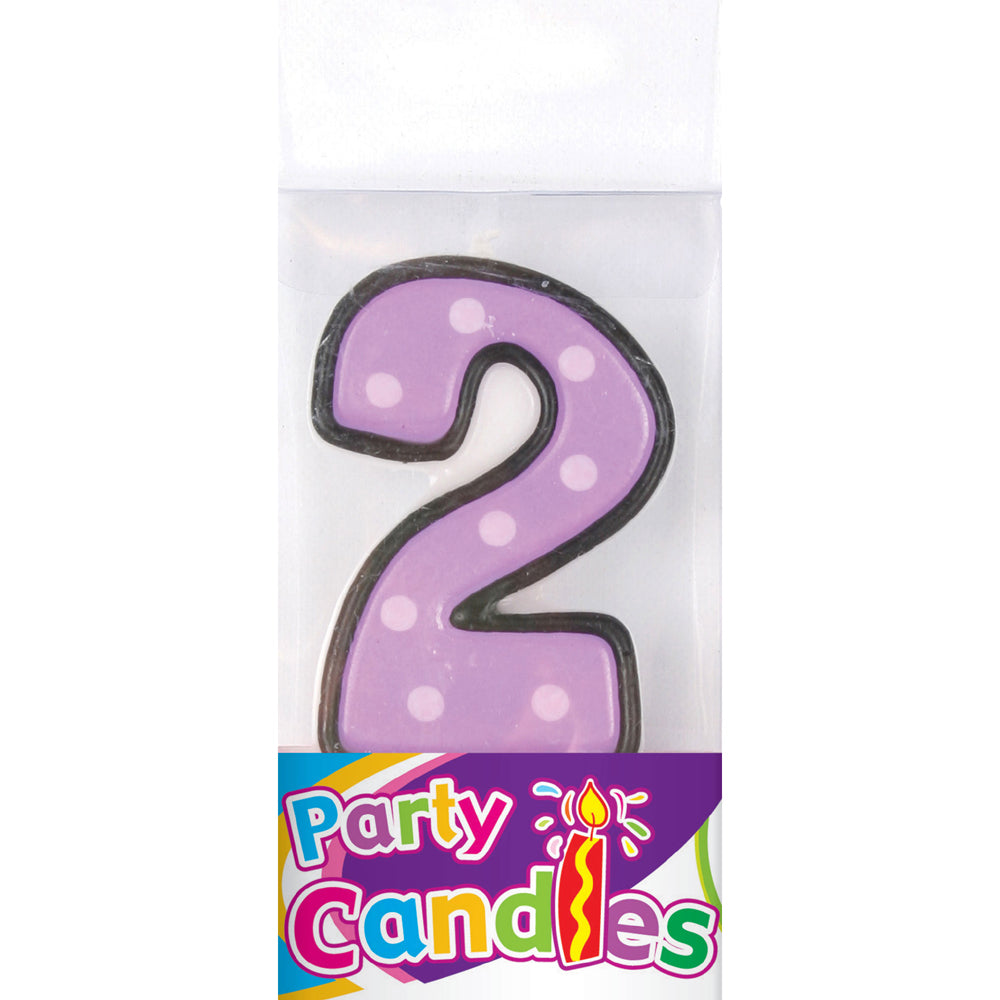 2.5" Dot Numeral Candle - #2 (24 Packs)