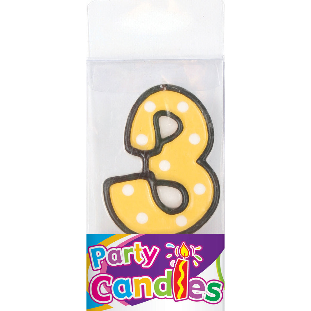 2.5" Dot Numeral Candle - #3 (24 Packs)
