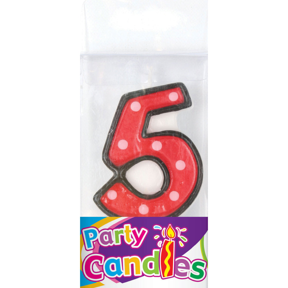 2.5" Dot Numeral Candle - #5 (24 Packs)