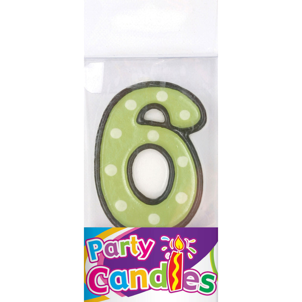 2.5" Dot Numeral Candle - #6 (24 Packs)