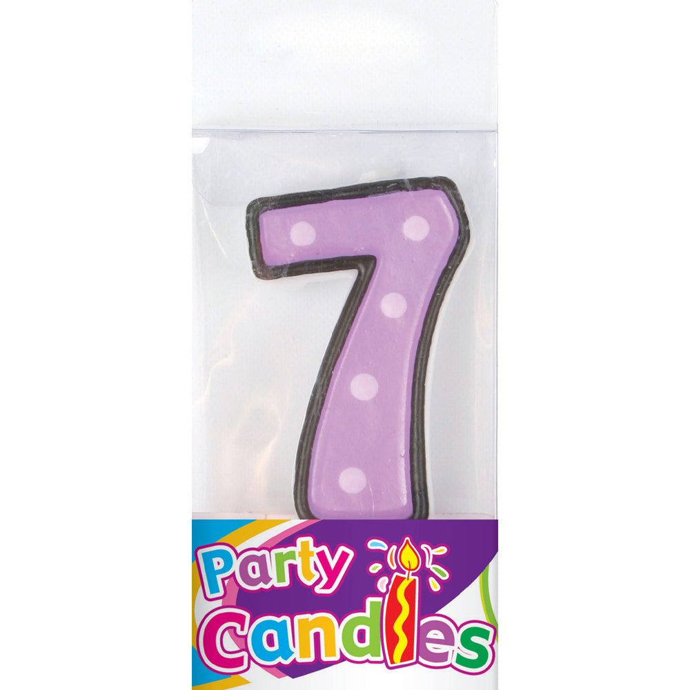 2.5" Dot Numeral Candle - #7 (24 Packs)