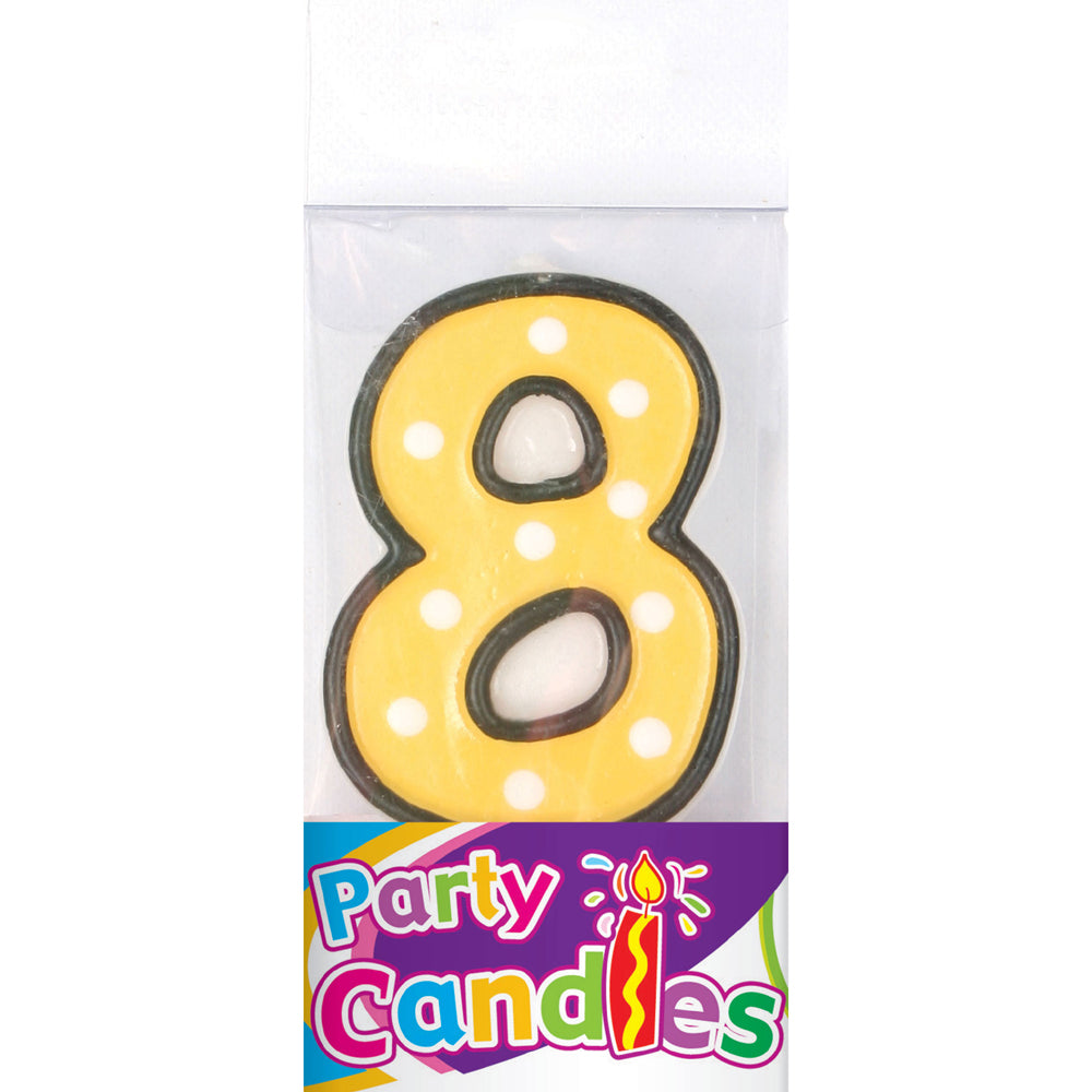 2.5" Dot Numeral Candle - #8 (24 Packs)