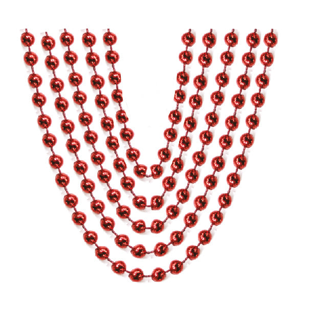 5 Pcs. 32"x6 mm Metallic Necklaces - Red (24 Packs)