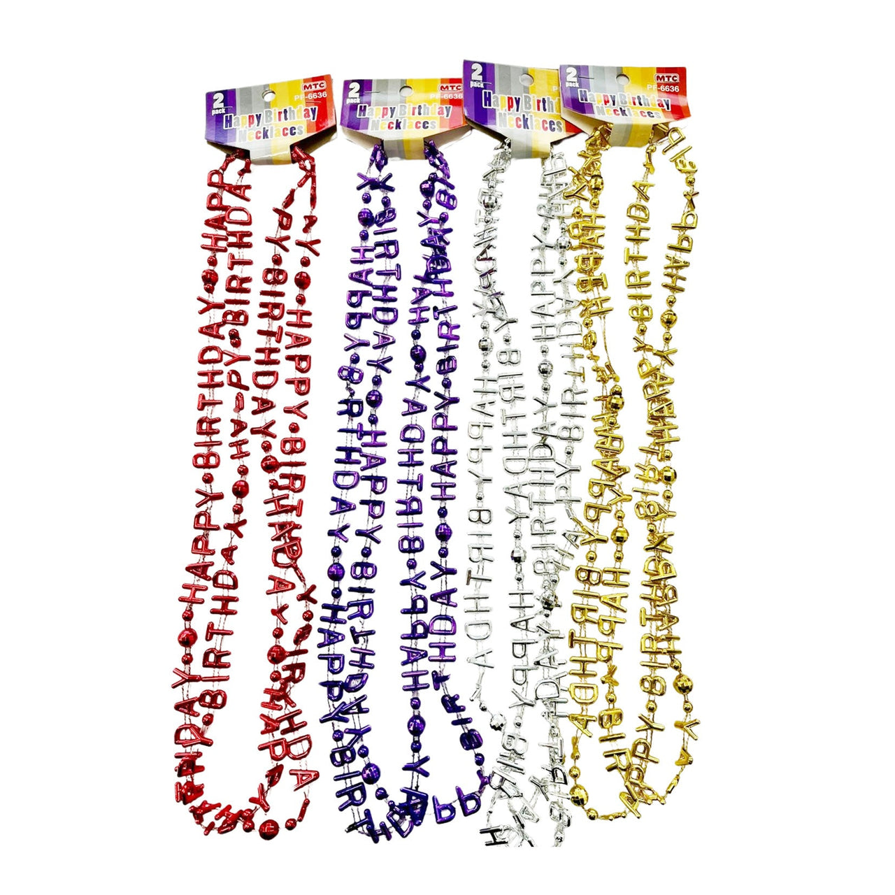 2 Pcs. 32” Happy Birthday Necklaces - Bright Assorted (24 Packs)