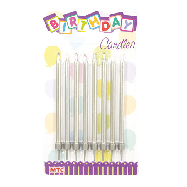 8 Pcs. 4" Metallic Candles In Holder - Silver (24 Packs)