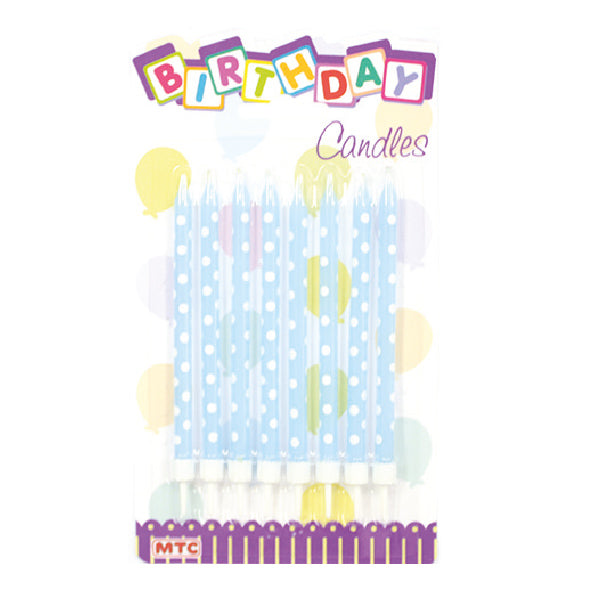 8 Pcs. 4" Polka Dot Candles In Holders - Light Blue (24 Packs)