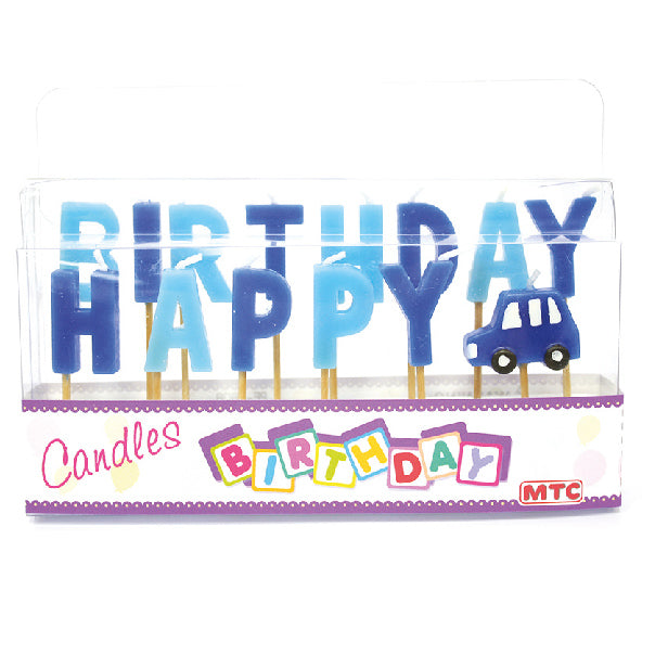 Happy Birthday Pick Candle - Blue (24 Packs)
