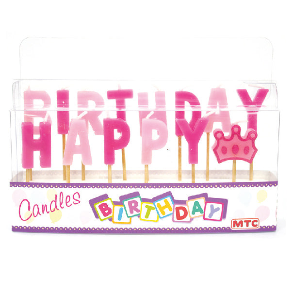 Happy Birthday Pick Candle - Pink (24 Packs)