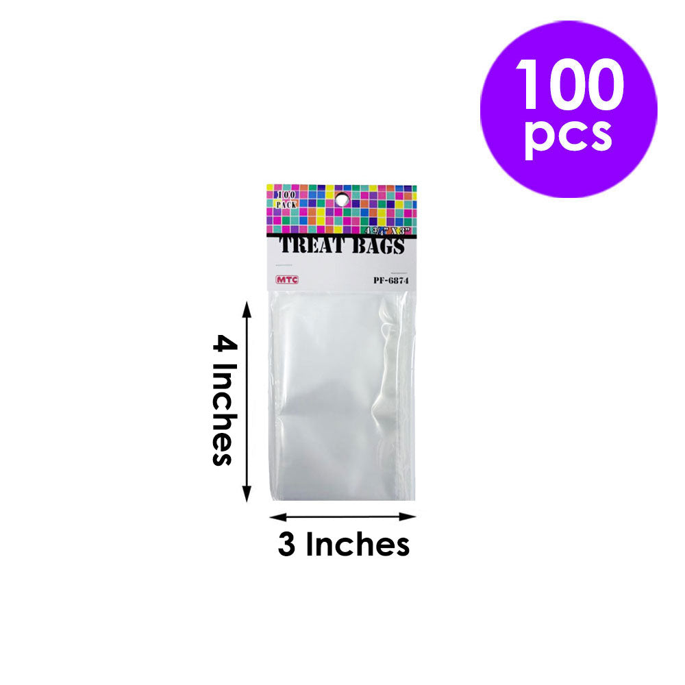 100 Pcs. 4.75"x3"Clear Treat Bags (24 Packs)
