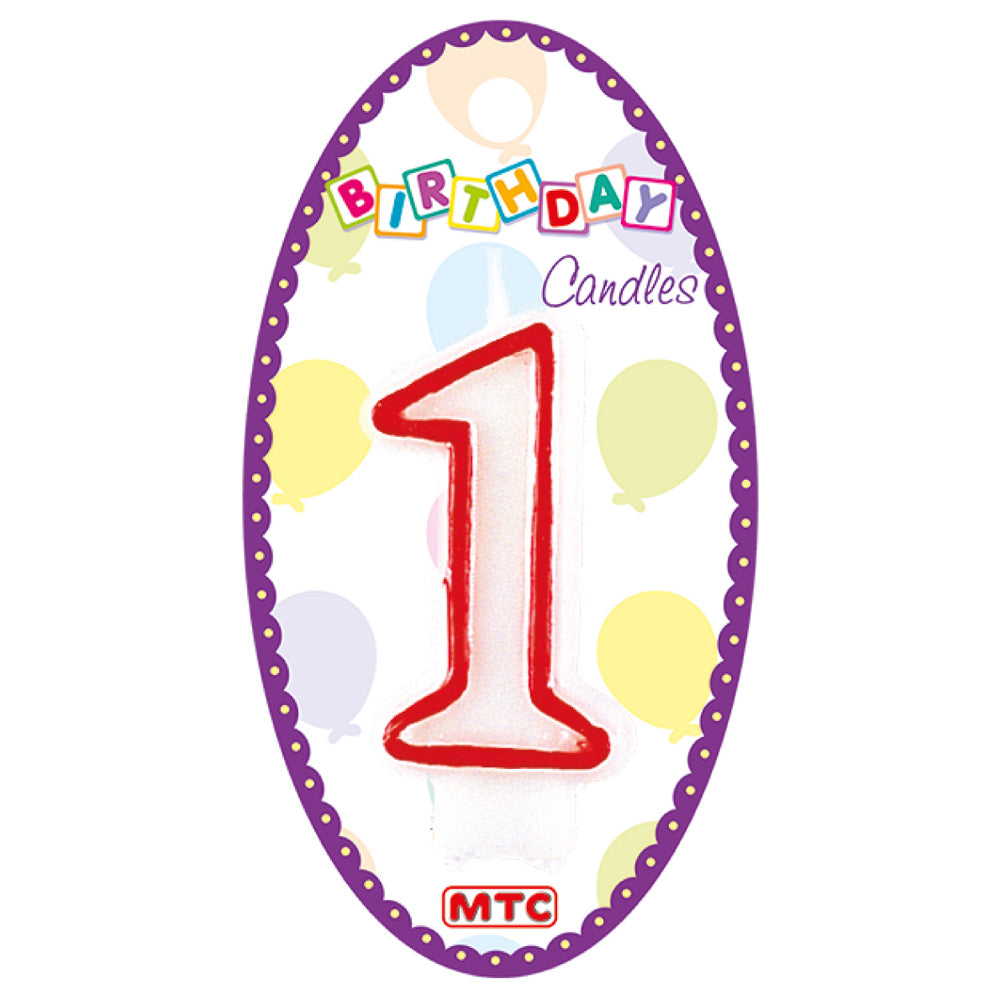 3" White Numeral Candle - #1 (24 Packs)