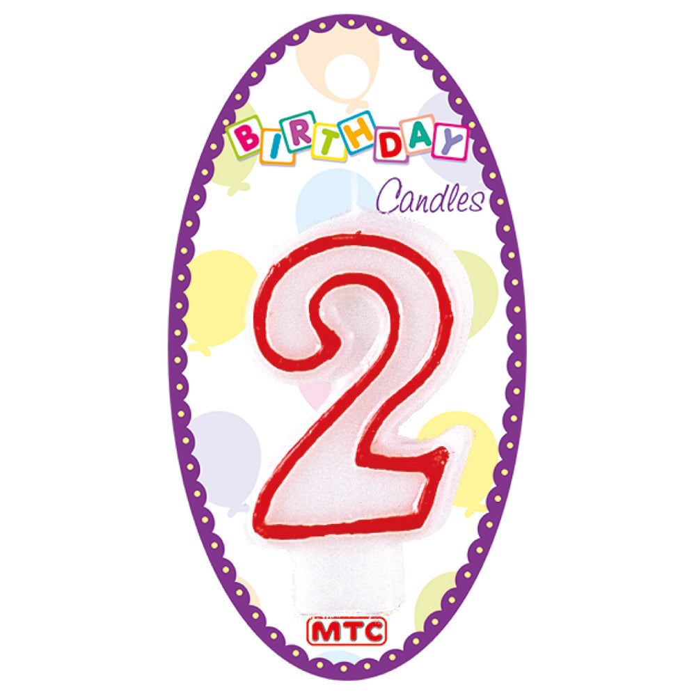 3" White Numeral Candle - #2 (24 Packs)