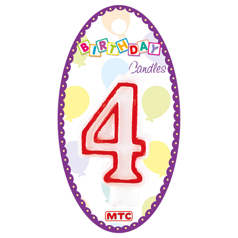 3" White Numeral Candle - #4 (24 Packs)