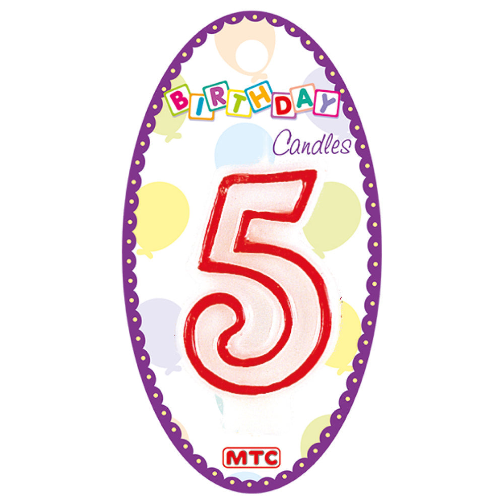 3" White Numeral Candle - #5 (24 Packs)