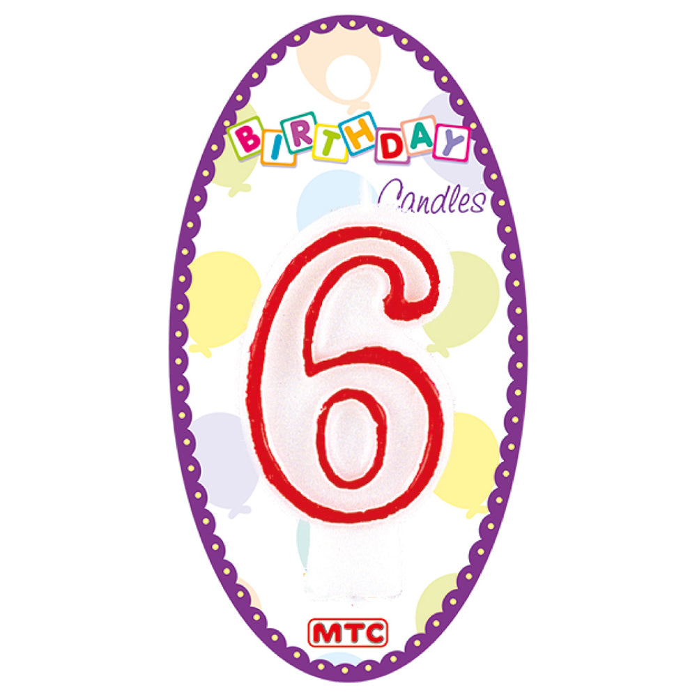 3" White Numeral Candle - #6 (24 Packs)