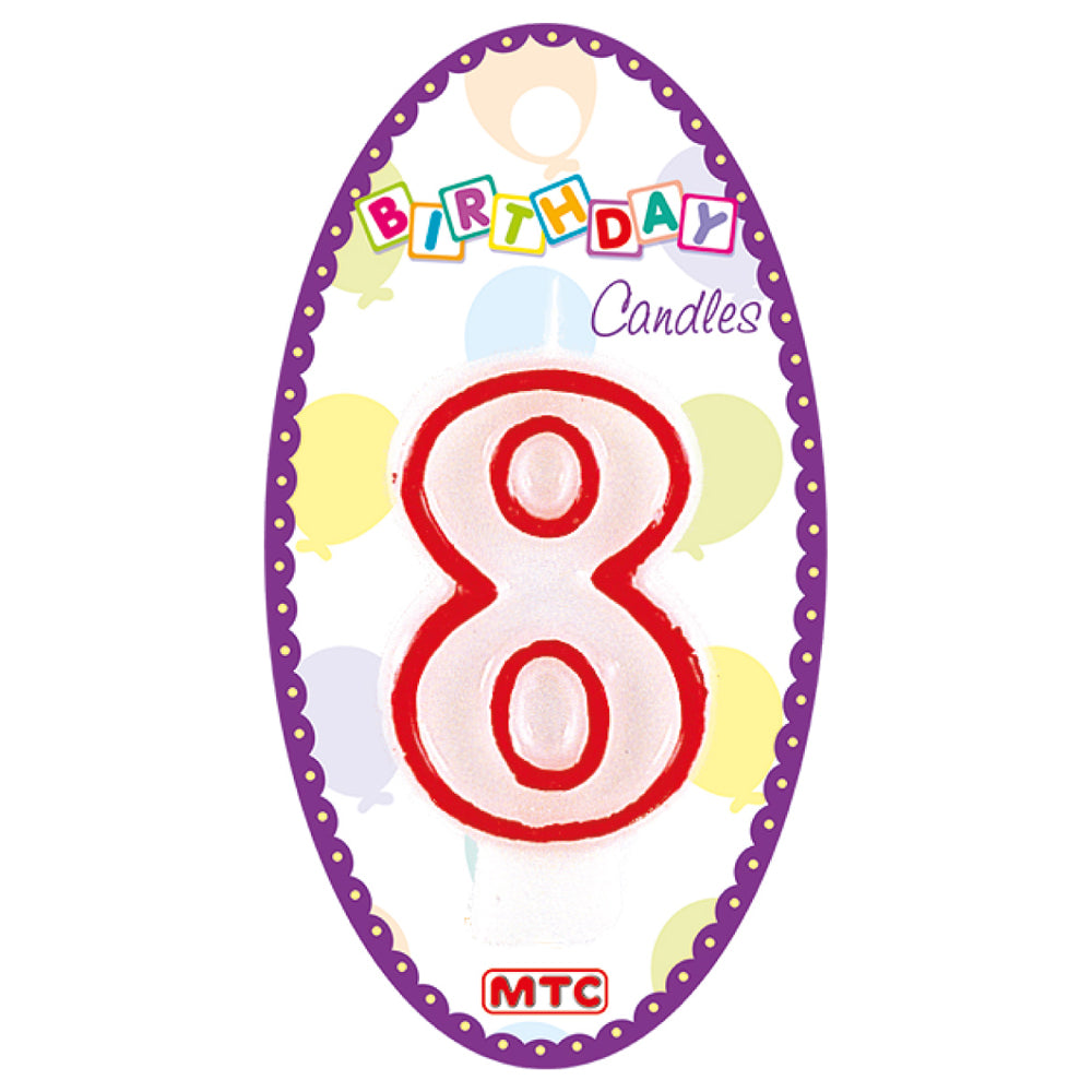 3" White Numeral Candle - #8 (24 Packs)