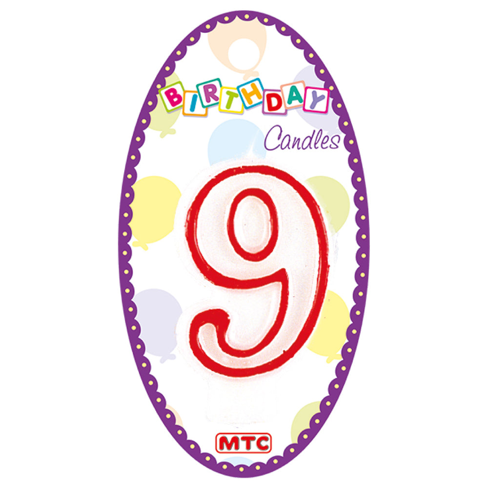 3" White Numeral Candle - #9 (24 Packs)