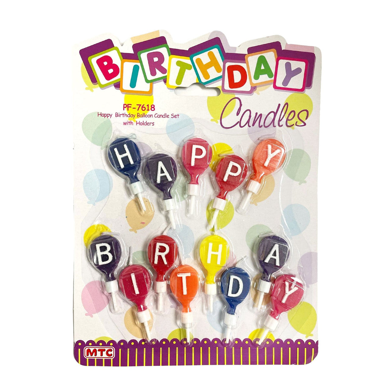 Happy Birthday Balloon Candle Set (24 Packs)
