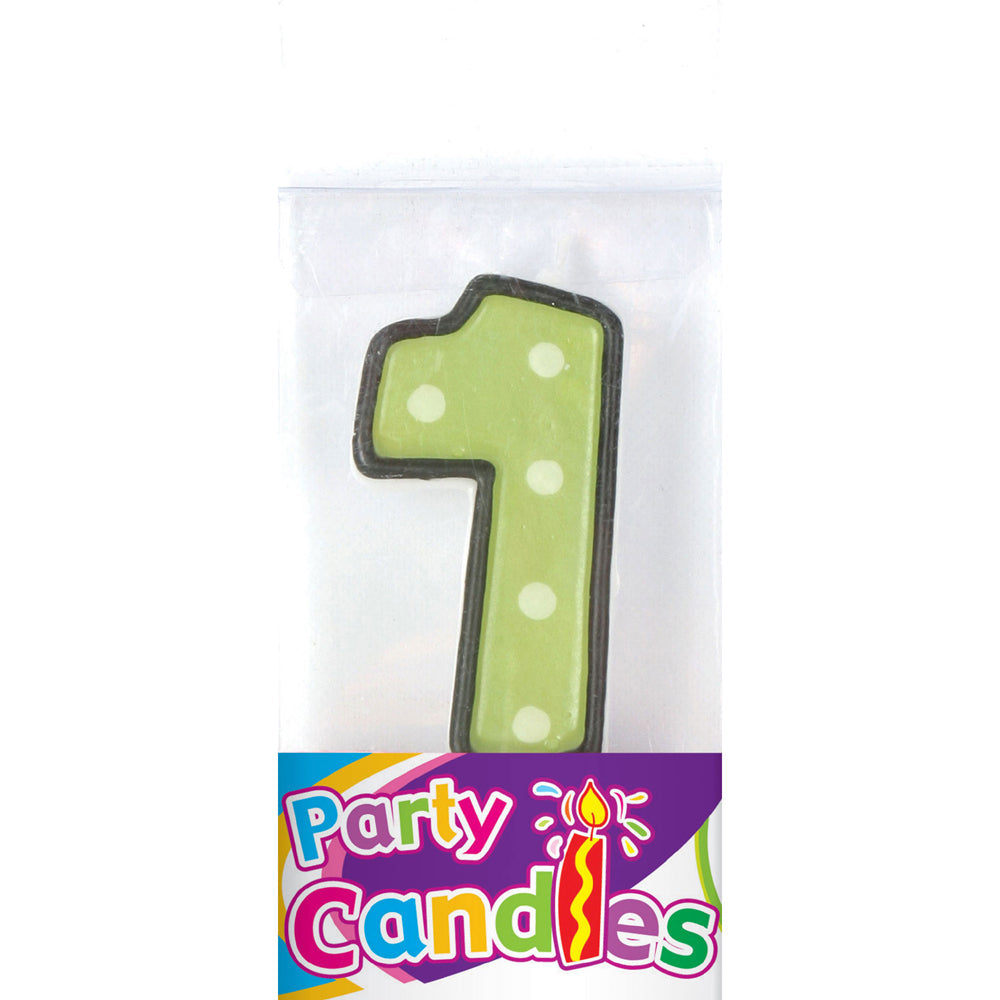 2.5" Dot Numeral Candle - #1 (24 Packs)