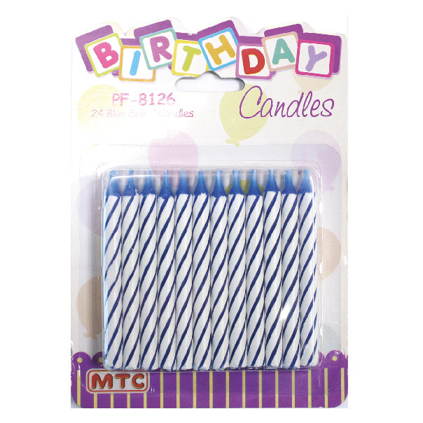 24 Pcs. Spiral Birthday Candles - Blue (24 Packs)