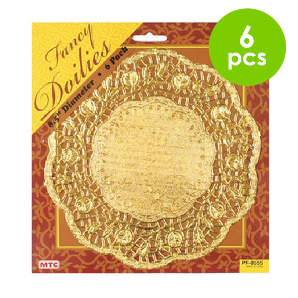 6 Pcs. 8.5" Doilies - Gold (24 Packs)