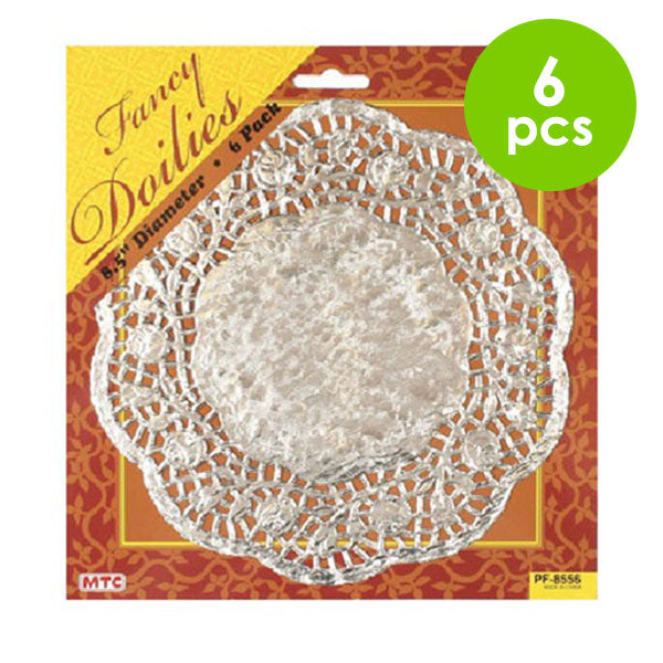 6 Pcs. 8.5" Doilies - Silver (24 Packs)