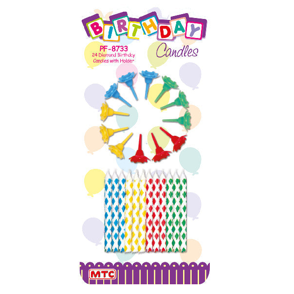 24 Pcs. Diamond Birthday Candles With Holders (24 Packs)